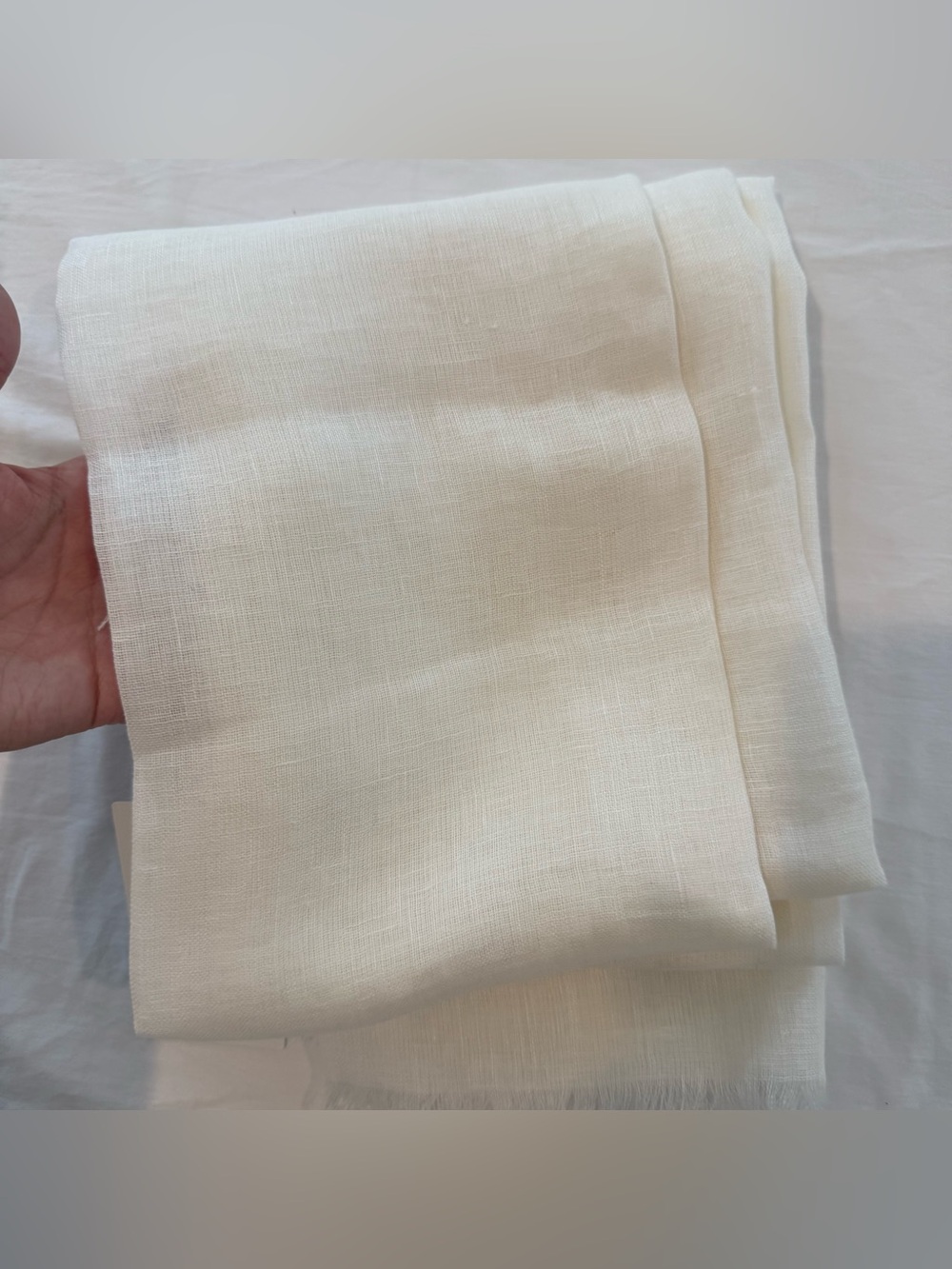 New Quince 100% European Linen Scarf White 28" W x 80" L - Picture 10 of 10